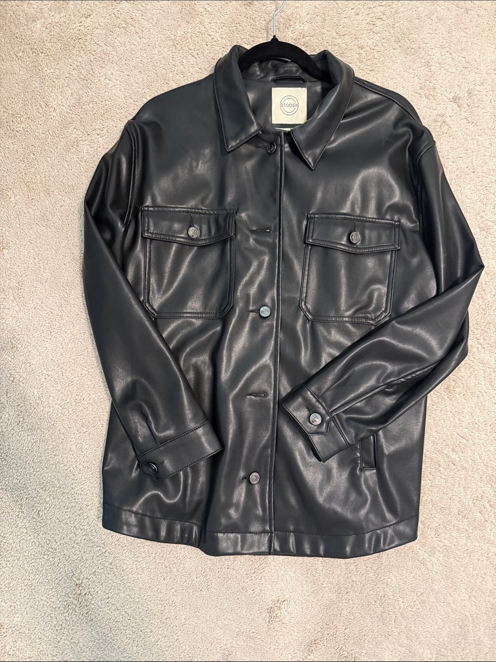 Stoosh Black Faux Leather Shirt Jacket